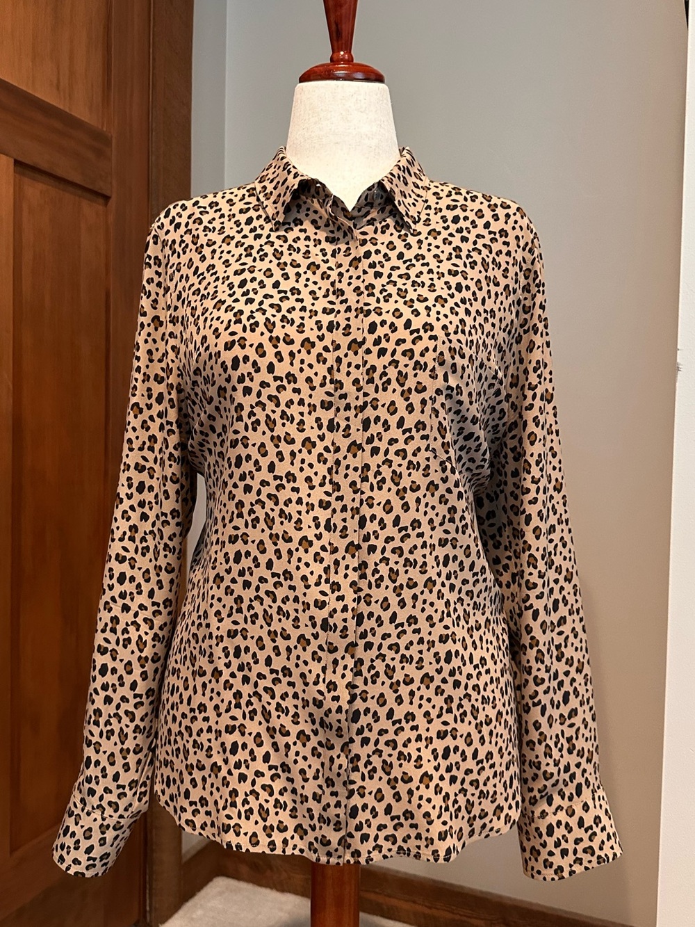 J. Crew Leopard Print Silk Blouse